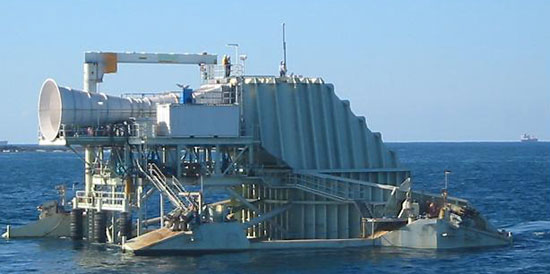 Energy science fair project <B>Figure 3.</B>Oscillating water column. (Image courtesy of NOAA, 2007).