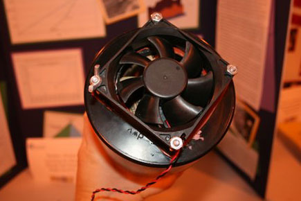 Energy science fair project <B>Figure 4.</B> Completed fan and cap hub assembly.