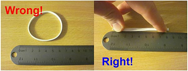 Physics science project Catapult rubber band neutral length measurement