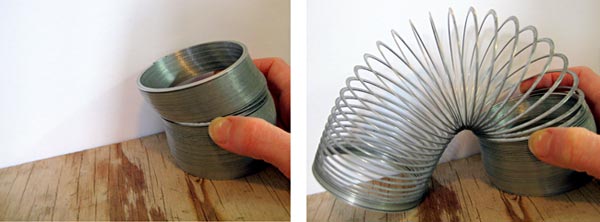Mechanical Engineering science project Photo of a slinky on an inclined plane.