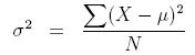 Equation defining the variance.