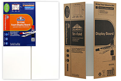 Elmer's Foam Tri-Fold and Corrugated Cardboard Science Fair Project Display Boards