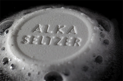 Alka-seltzer making carbon dioxide when put in water.