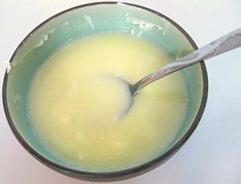 A bowl of melted butter.