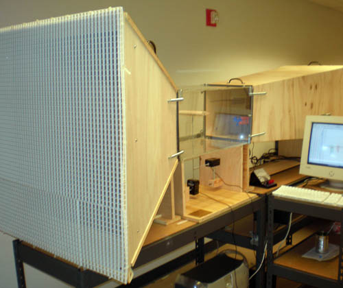 This shows the full wind tunnel assembly in use and collecting data on the computer.