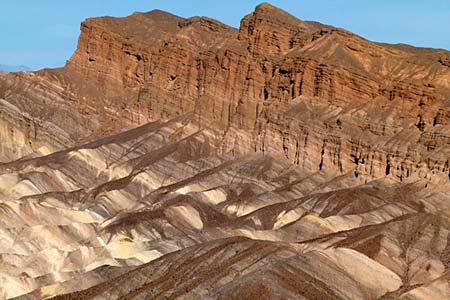 Picture of sedimentary rock layers at Death Valley National Park, Zabriskie Point.