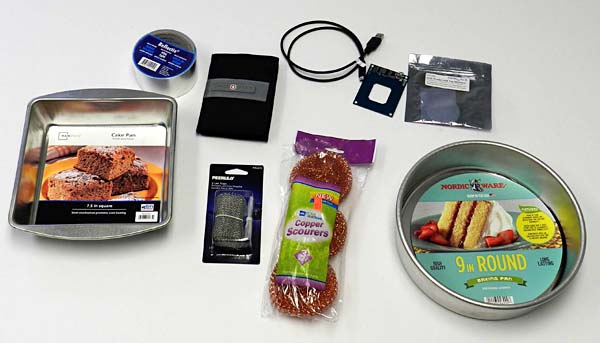 Test materials and the RFID reader used in this project.