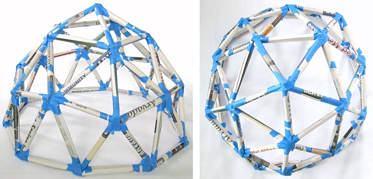 Five long tubes around the top of the geodesic dome.