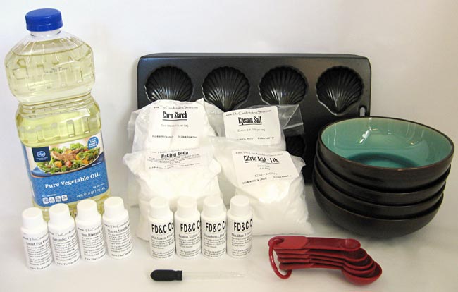 Materials for doing the bath bomb activity.