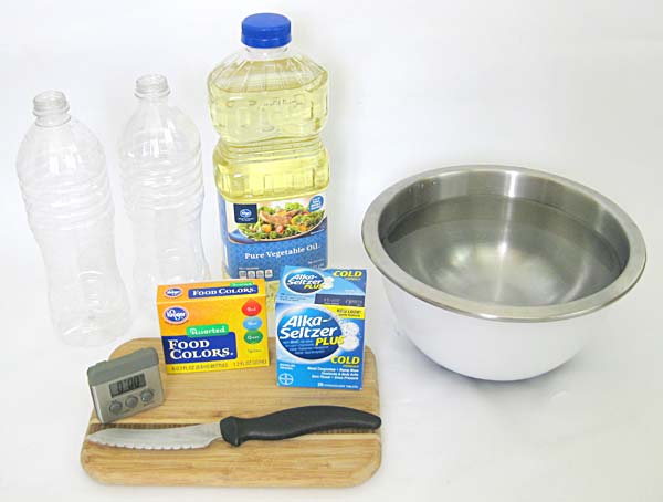 Photograph Of Materials Needed To Make A Homemade Alka Seltzer Powered Lava Lamp Photograph Of Materials Needed To Make A Homemade Alka Seltzer Powered Lava Lamp