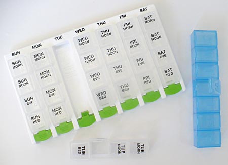Medicine reminder boxes can help patients keep track of all the medications they need to take