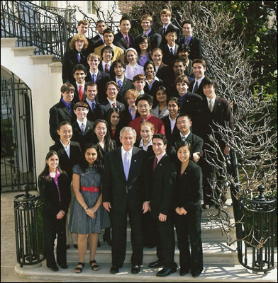 Yihe Dong with George Bush STS