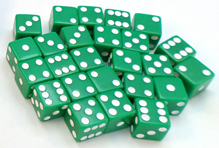 Several green dice.
