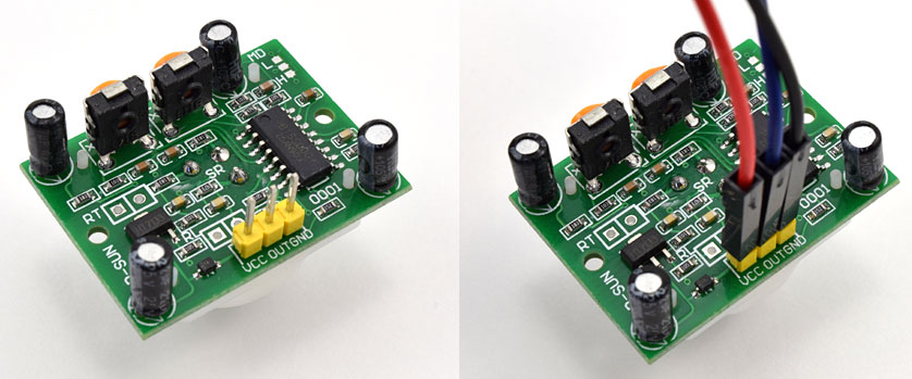 jumper wires connected to PIR sensor