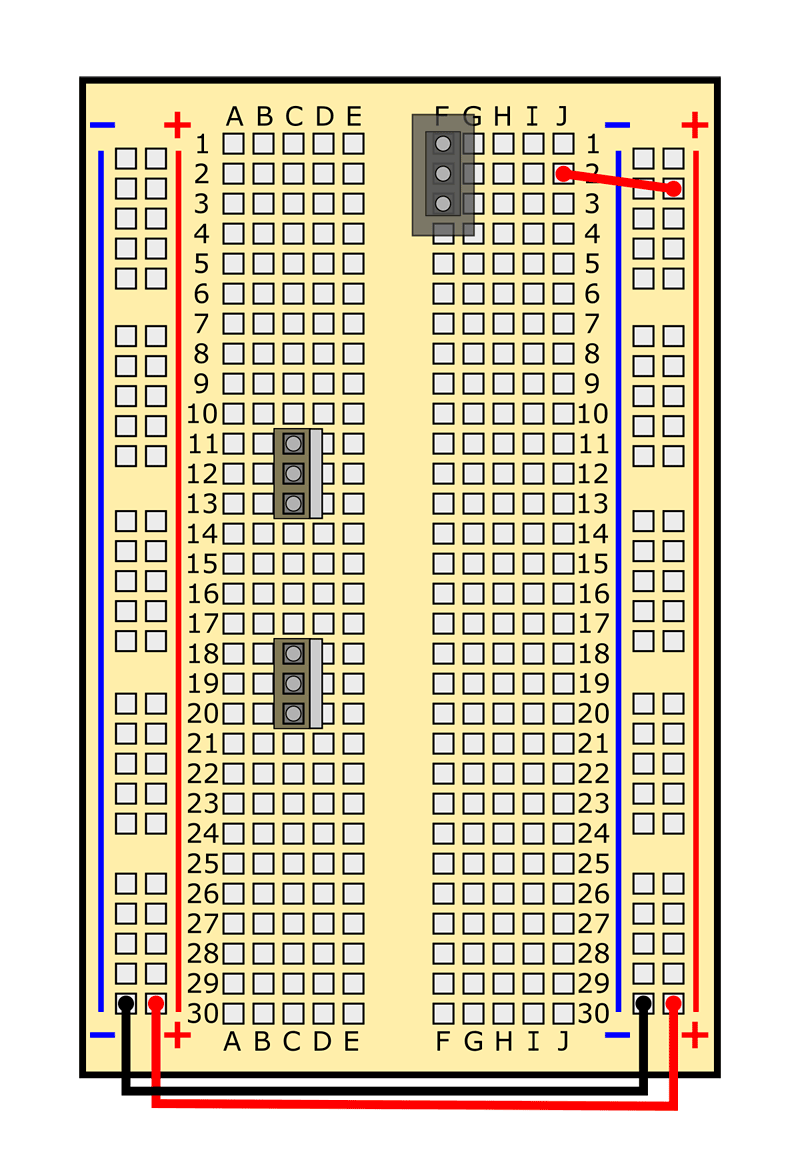 Insert MOSFET into holes C18, C19, C20. Writing must face to the left.