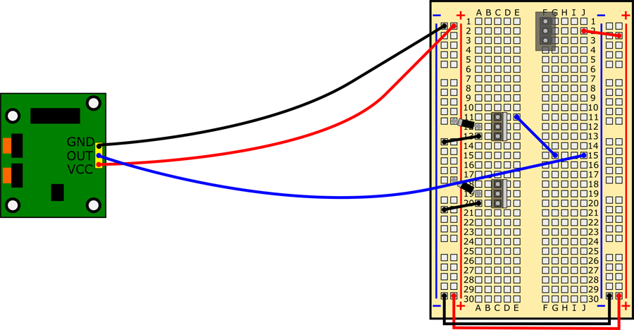 Connect jumper wire from hole E11 to G15.