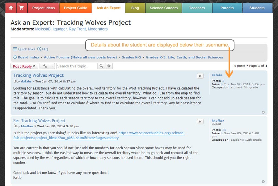 screenshot AAE student info timelines