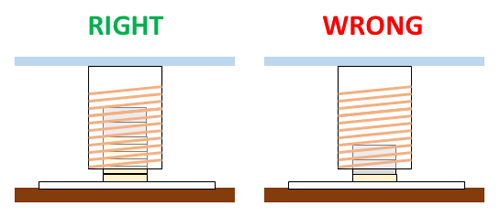 Diagram shows a short stack of magnets and a tall stack of magnets inserted into a paper tube wrapped in copper wire