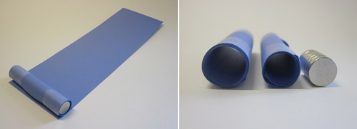 Using the first tube as a guide, roll a second piece of card stock into a slightly larger tube.