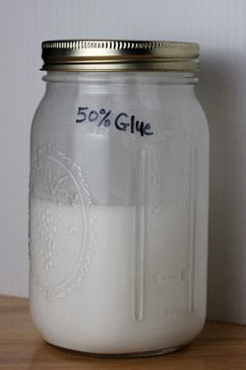 50% solution of white school glue for making silly putty.