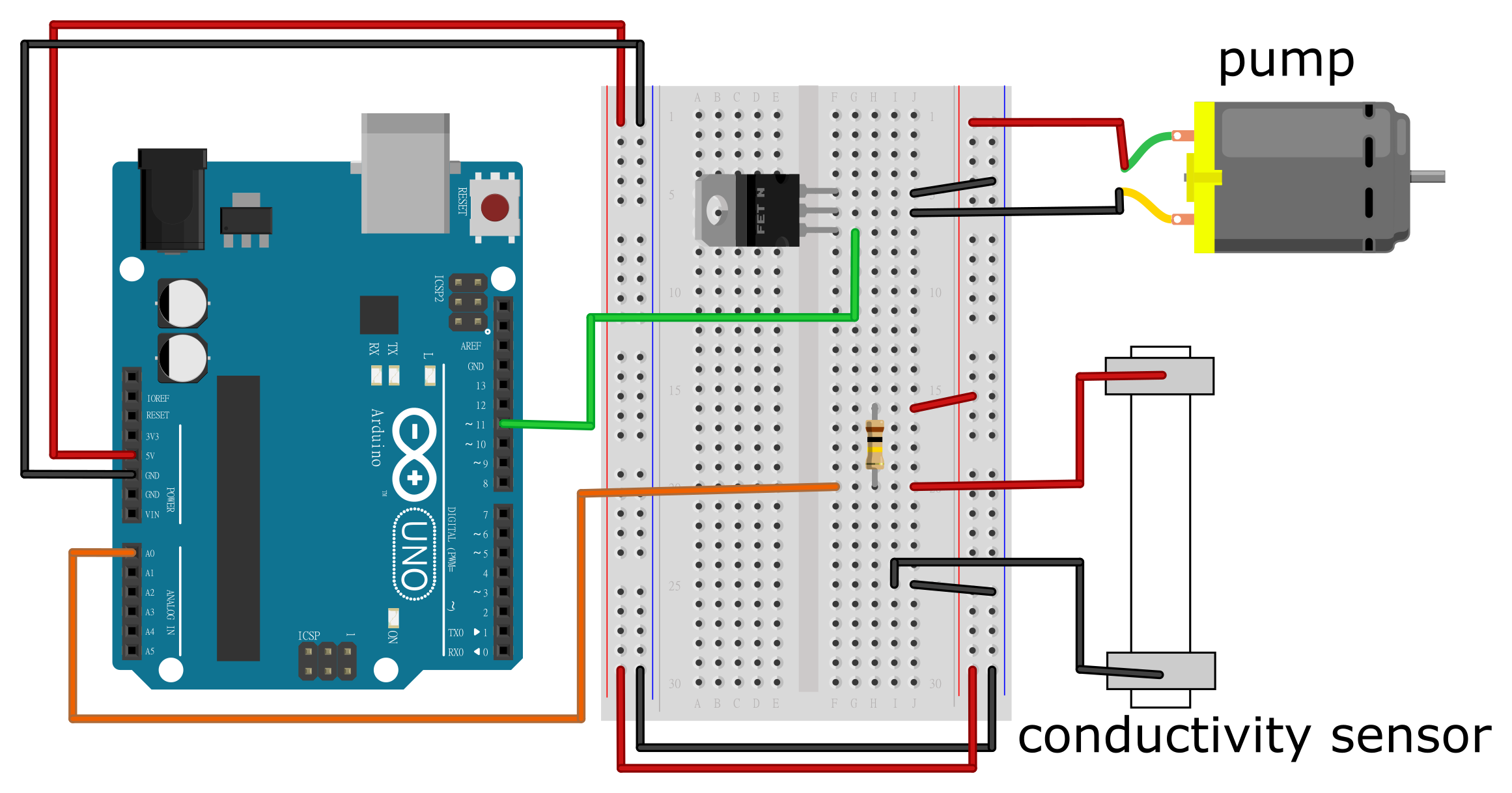 Complete insulin pump model breadboard diagram