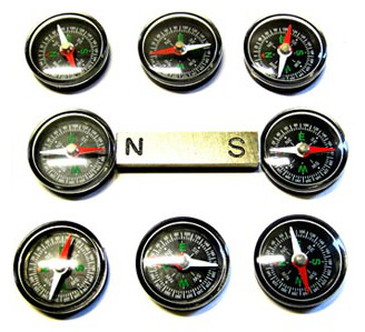 A compass placed in the vicinity of a magnet indicates the magnetic poles of a magnet.