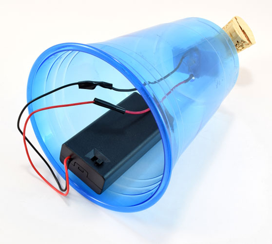 Tape battery holder inside cup