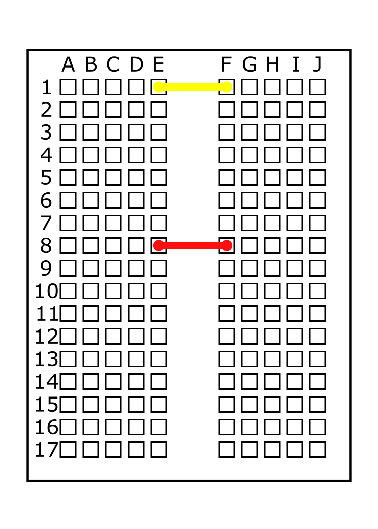 Red jumper wire E8 to F8