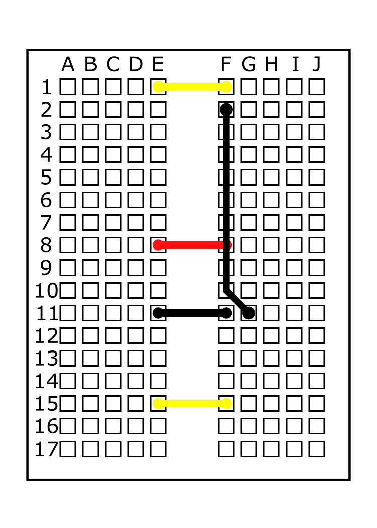 Black jumper wire F2 to G11