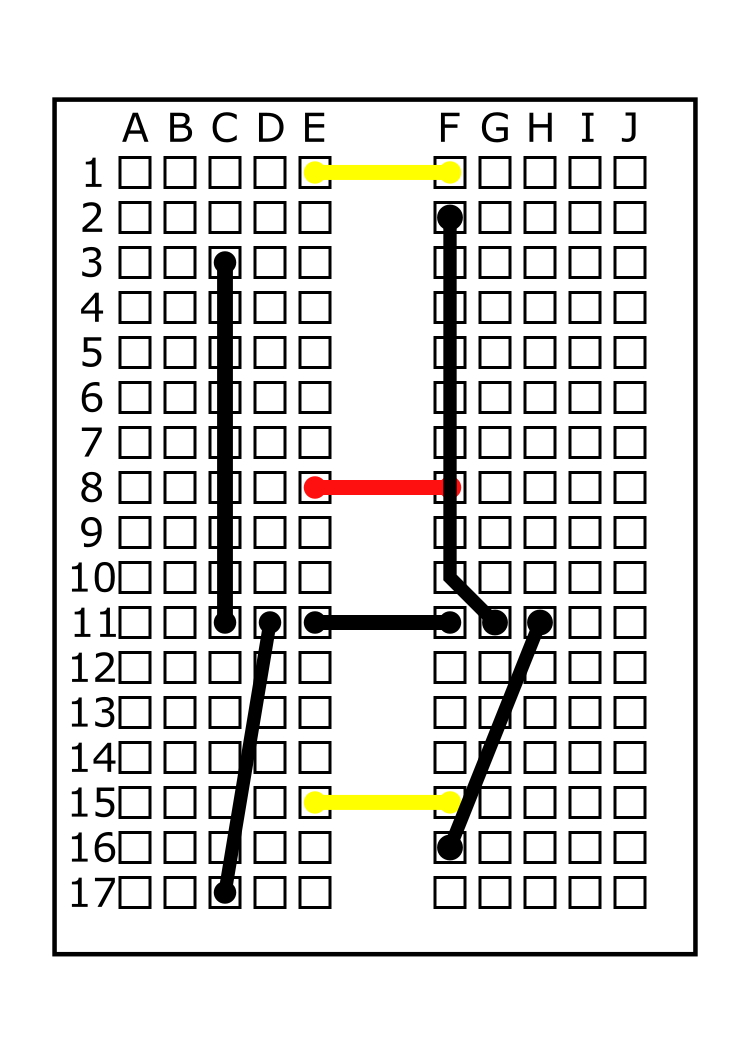 Black jumper wire D11 to C17