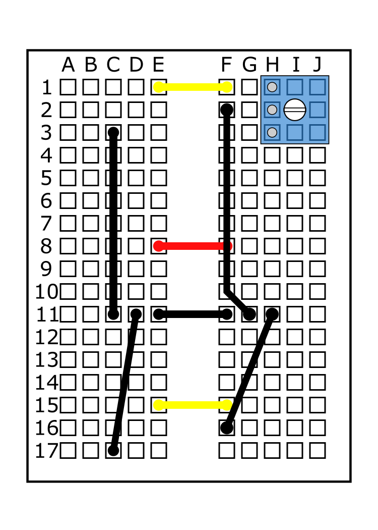 Potentiometer into H1, H2, H3.