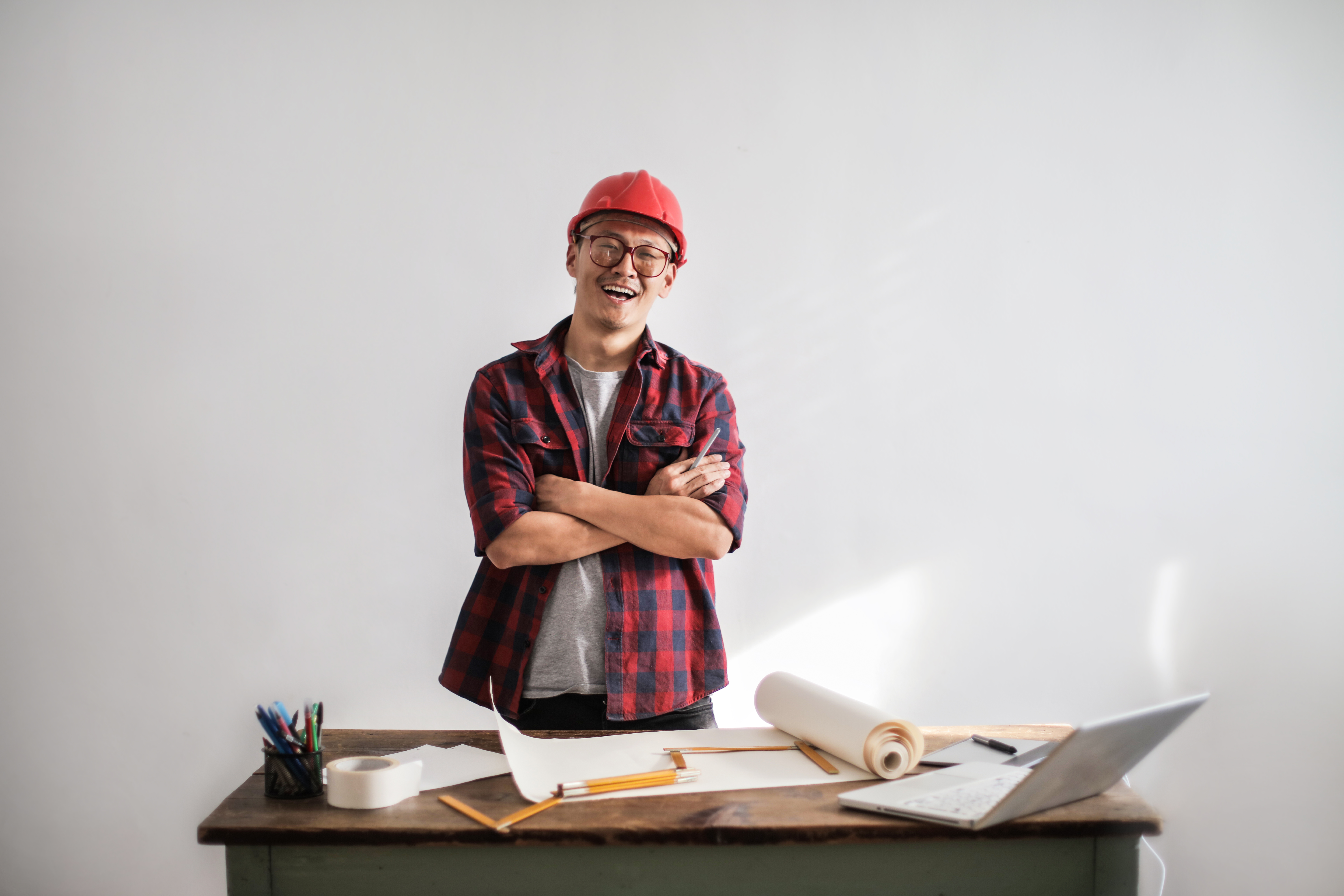 architect working on blue prints