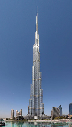 The Burj Khalifa in the United Arab Emirates