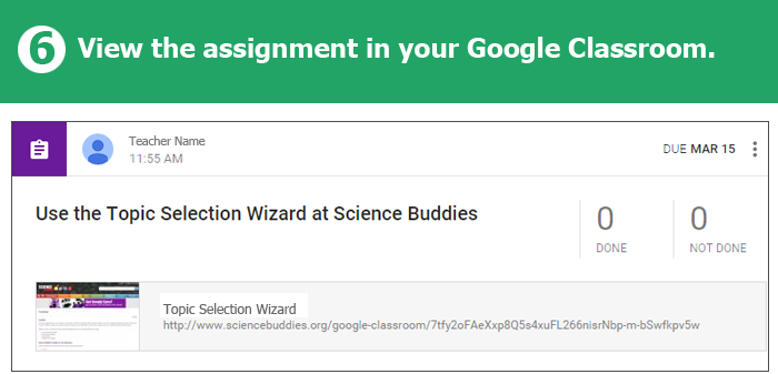 Science Buddies Offers Google Classroom Integration / Step 6