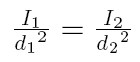 Equation for the brightness of a light source is equal to the intensity of the light divided by the distance squared