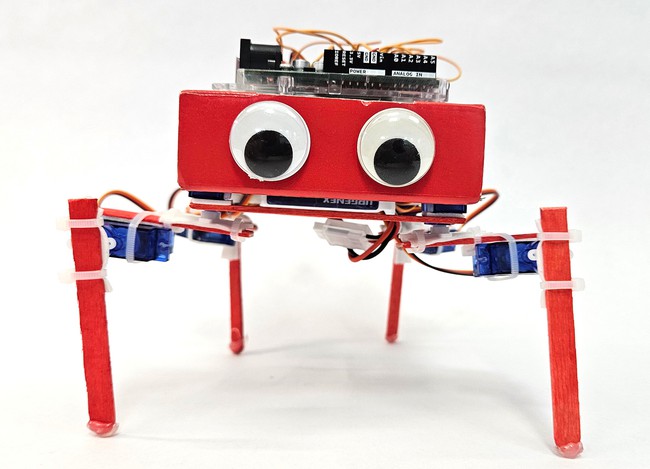 Front view of Arduino walking robot 