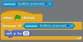 Button sensor blocks used in the program Scratch