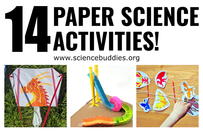 Science activities that use paper, like paper kits, balacing forces with paper mobiles, and paper roller coaster exploration of potential and kinetic energy