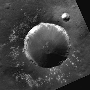 Zoomed image of two craters found on the surface of Mercury