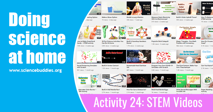 Screenshot of multiple cover photos from STEM videos on the Science Buddies YouTube channel