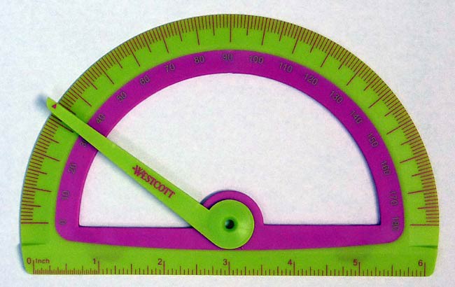 A protractor with a rotating arm