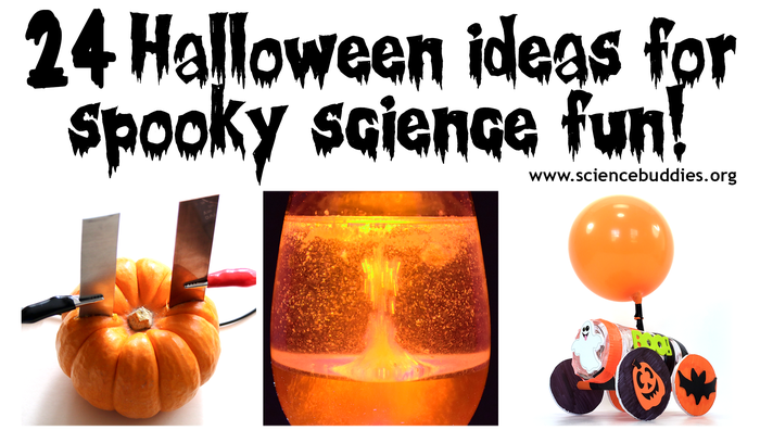 24 Halloween STEM activities, including balloon car, lava lamp, and pumpkin veggie power