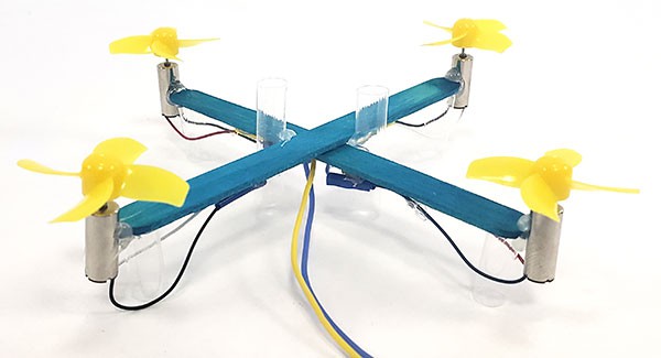 drone with second vertical straw piece glued to frame