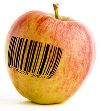 Apple with barcode