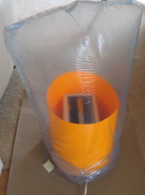 Posterboard, a toaster, and a plastic bag are used to create an experimental hot air balloon