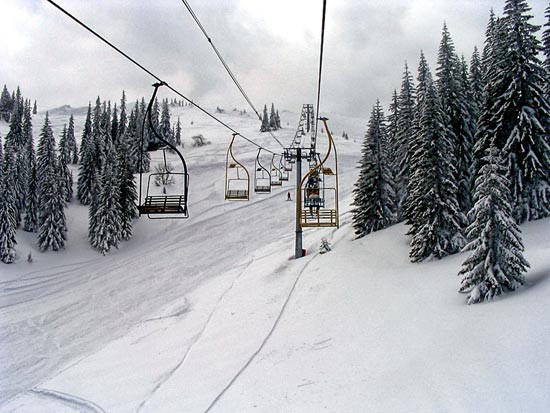 Photo from the chair of a ski lift