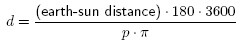 An equation uses the parallax angle to measure the distance from the Earth to a star