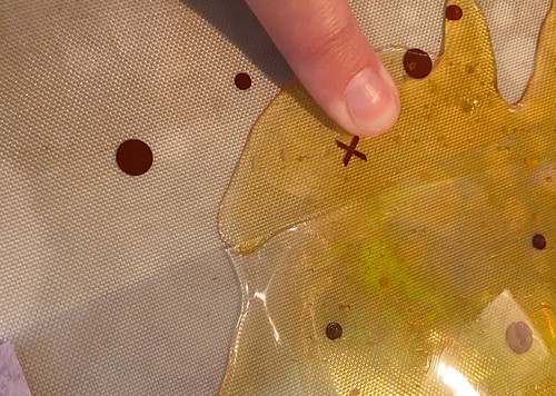 finger touching candy sheets 