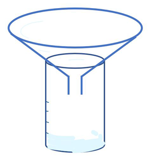 Drawing of a funnel over a cup