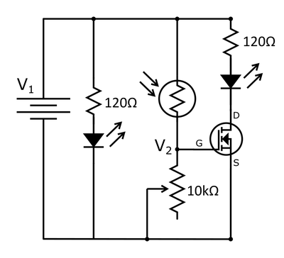 Circuit diagram for connecting all the electronics needed for the color detecting experiment